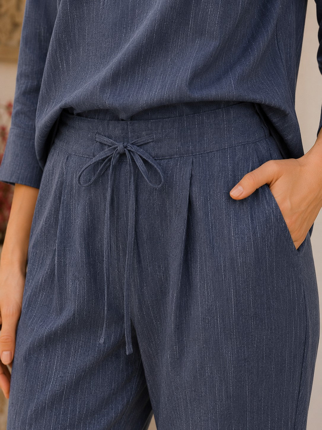 Women's Solid Cotton Straight Kurta with Trousers Set