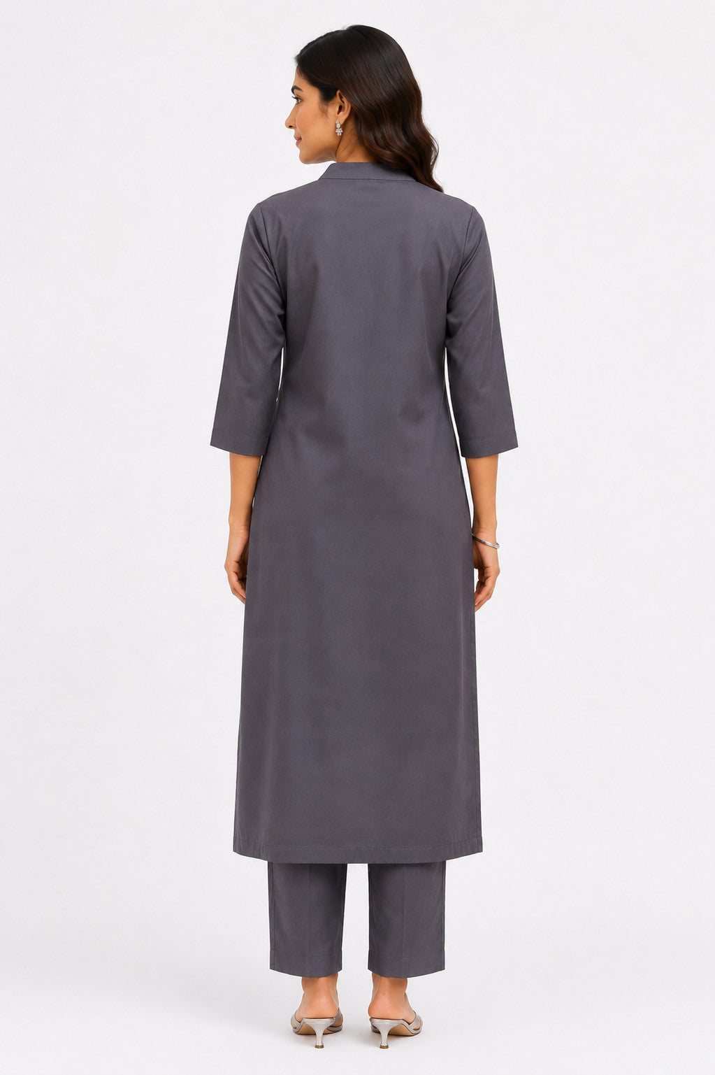 Women Solid Cotton Triple V Neck Kurta Set