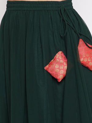 Silk Blend Woven Kurta Skirt and Dupatta Set