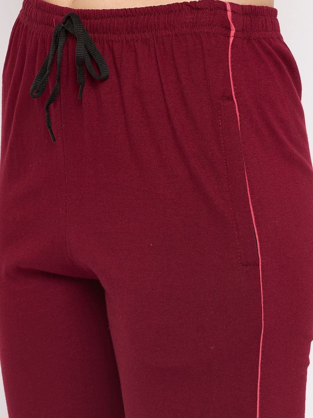 Women Maroon Solid Track Pants