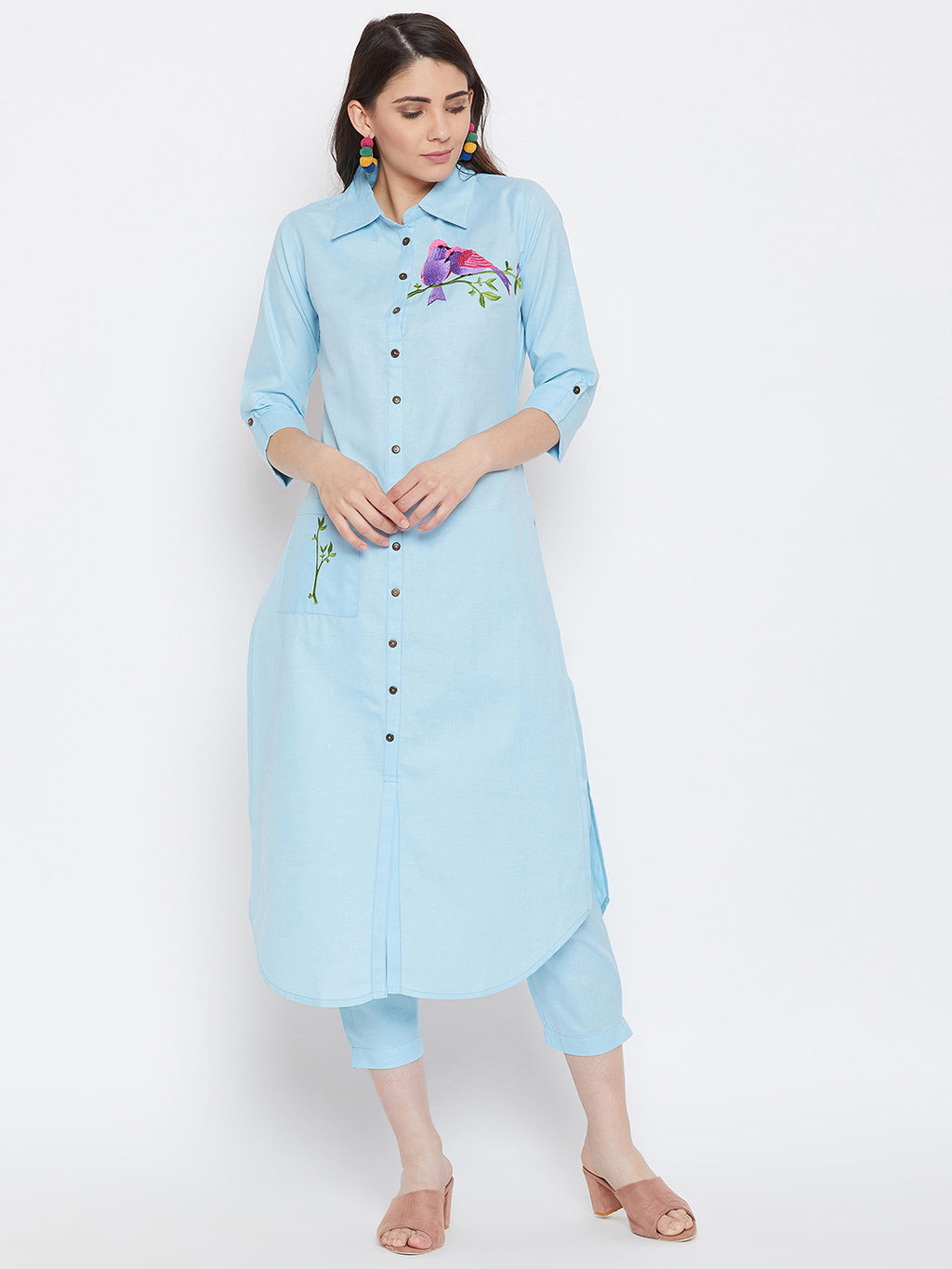 Blue Embroidered Kurta Set (Sku- BLMD19567).