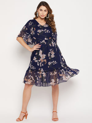 Floral V-Neck Georgette Dress