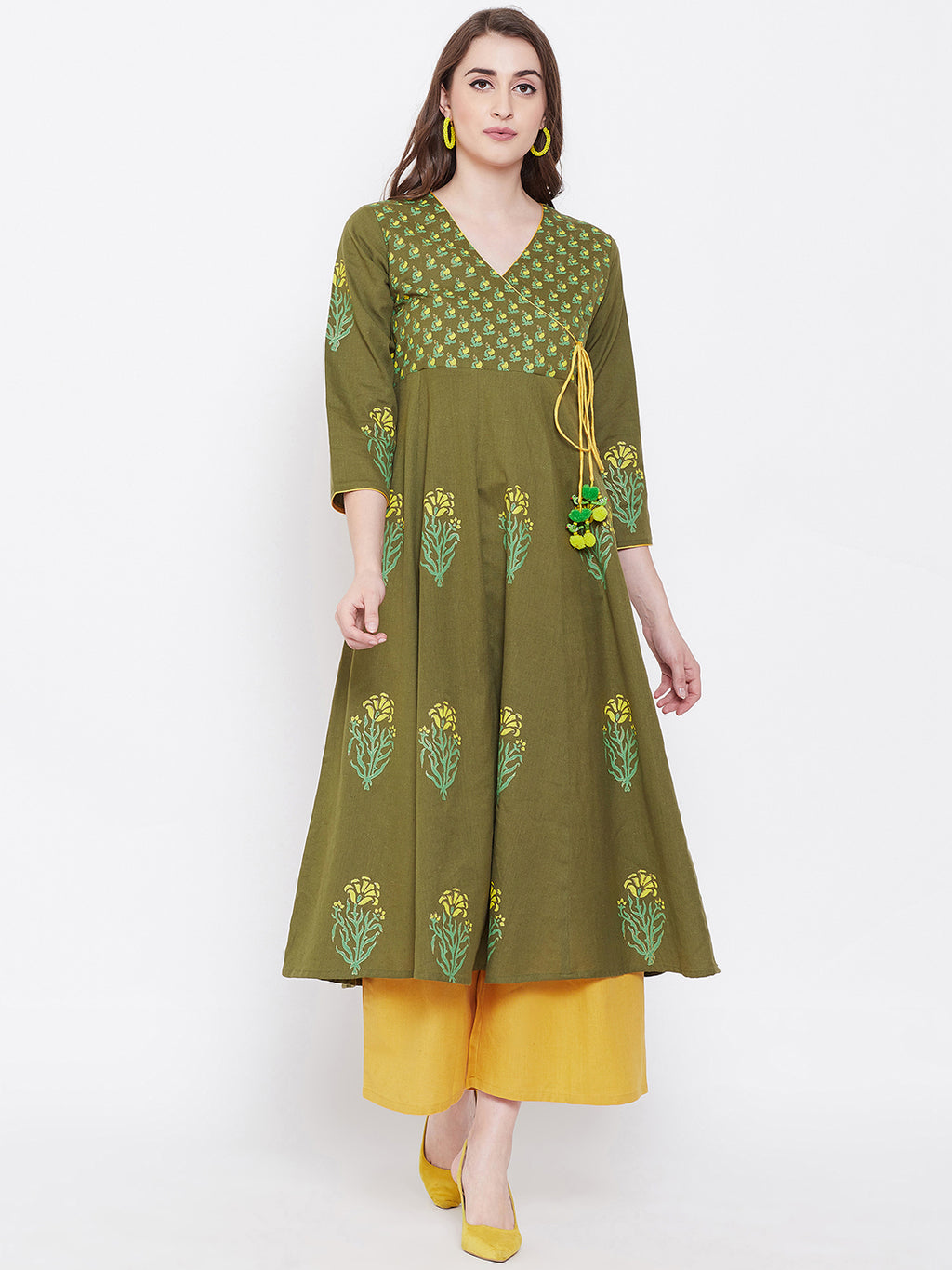 Women Block Print Anarkali Kurta (SKU-BLMD9905).