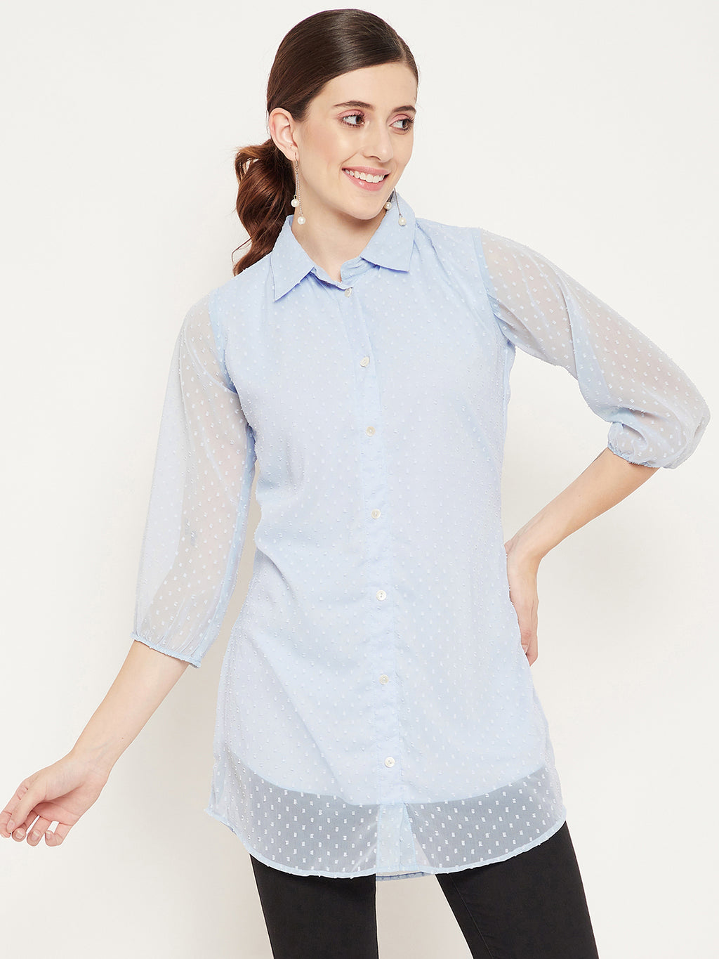 Blue Shirt Collar Tunic