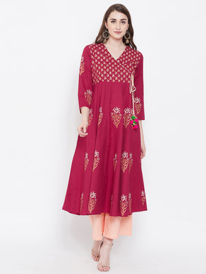 Women Block Print Anarkali Kurta (SKU-BLMD9902).