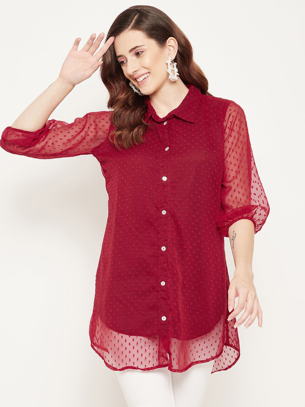 Red Shirt Collar Tunic