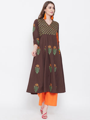 Women Block Print Anarkali Kurta (SKU-BLMD9903).