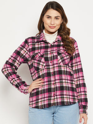 Women Relaxed Tartan Checks Checked Cotton Casual Shirt