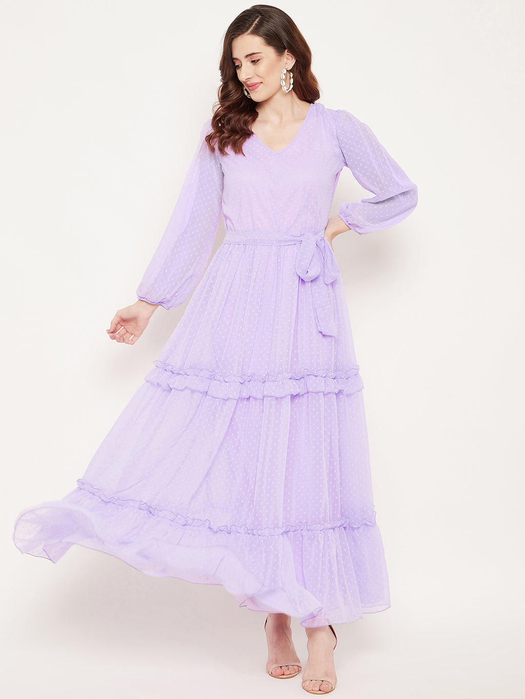 Women Mauve Georgette Maxi Dress