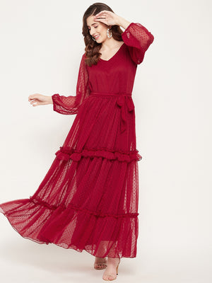 Red Georgette Maxi Dress