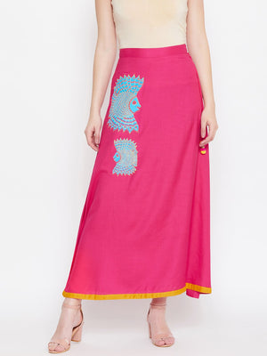 Fish block printed A line skirt.