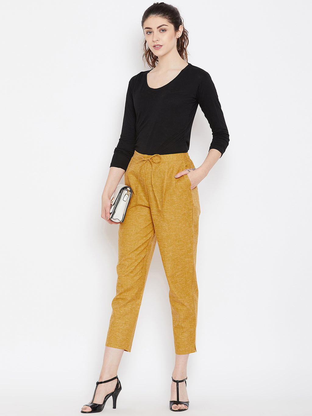 Straight Mustard Trouser(Sku-BLMD1914).