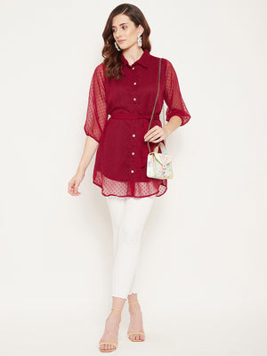 Red Shirt Collar Tunic