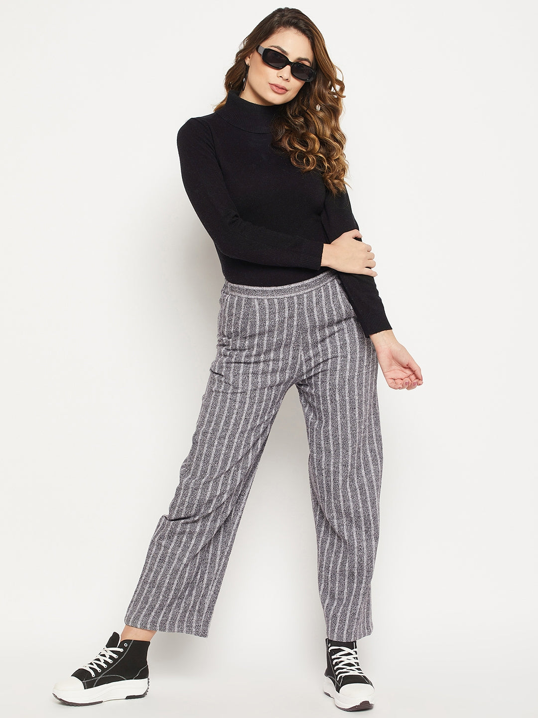 Stylish Fashionable letest trouser for Women Women Trousers Pants trousers  for women under trouser pant Trendy Women Regular Black Cotton Blend