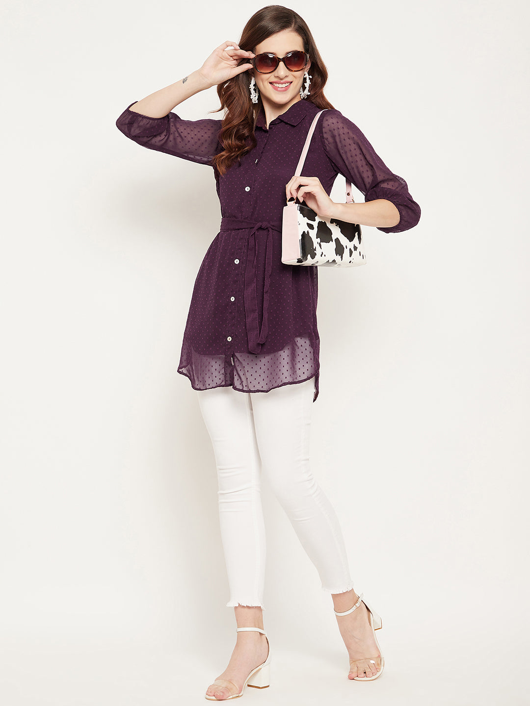 Burgundy Shirt Collar Tunic