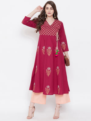 Women Block Print Anarkali Kurta (SKU-BLMD9902).