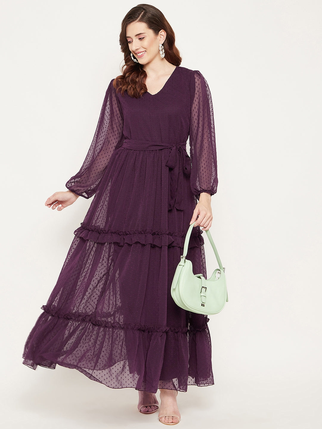 Burgundy Georgette Maxi Dress
