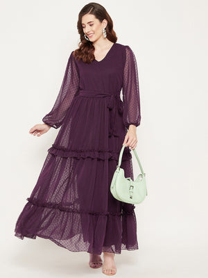 Burgundy Georgette Maxi Dress