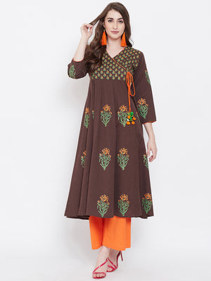 Women Block Print Anarkali Kurta (SKU-BLMD9903).