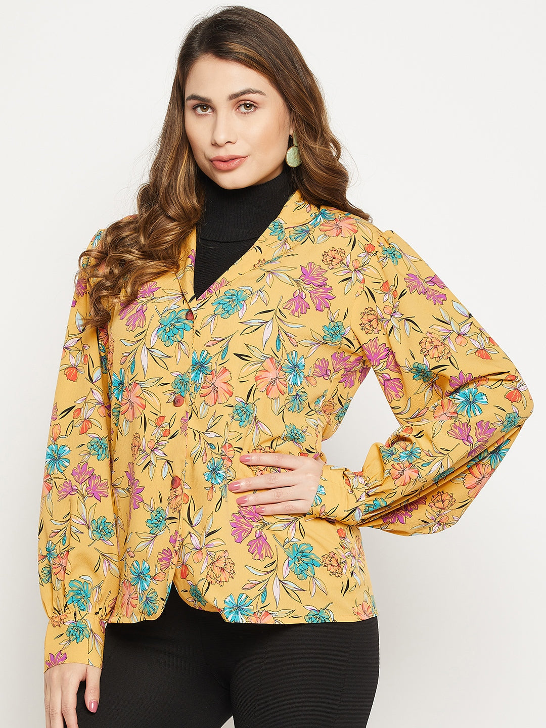 Long Sleeves Relaxed Floral Printed Casual Shirt