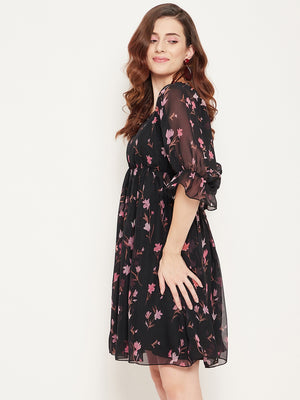 Floral Printed Georgette Empire Dress