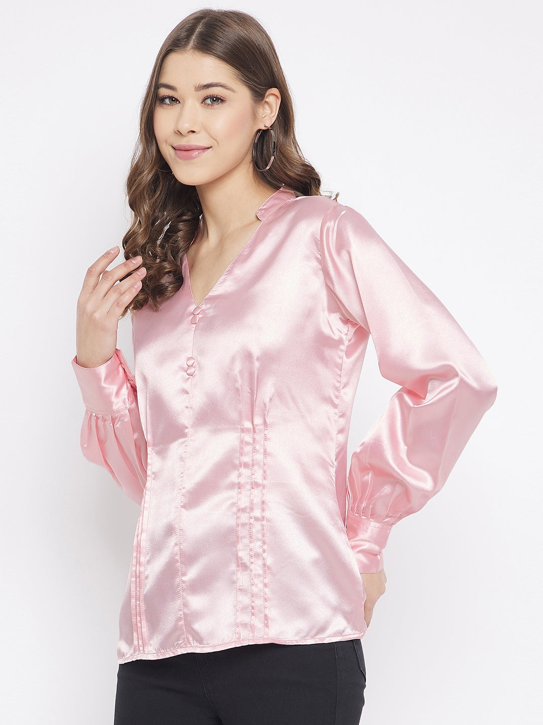 Pink Print Satin Top