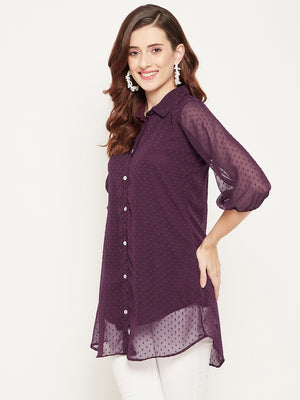 Burgundy Shirt Collar Tunic