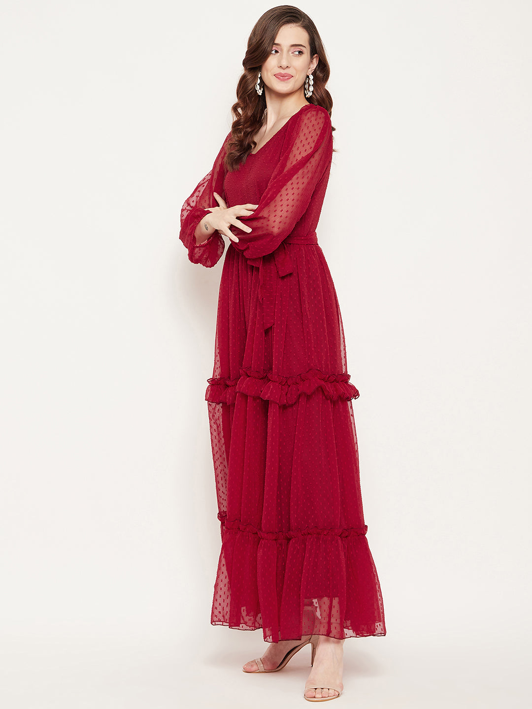 Red Georgette Maxi Dress