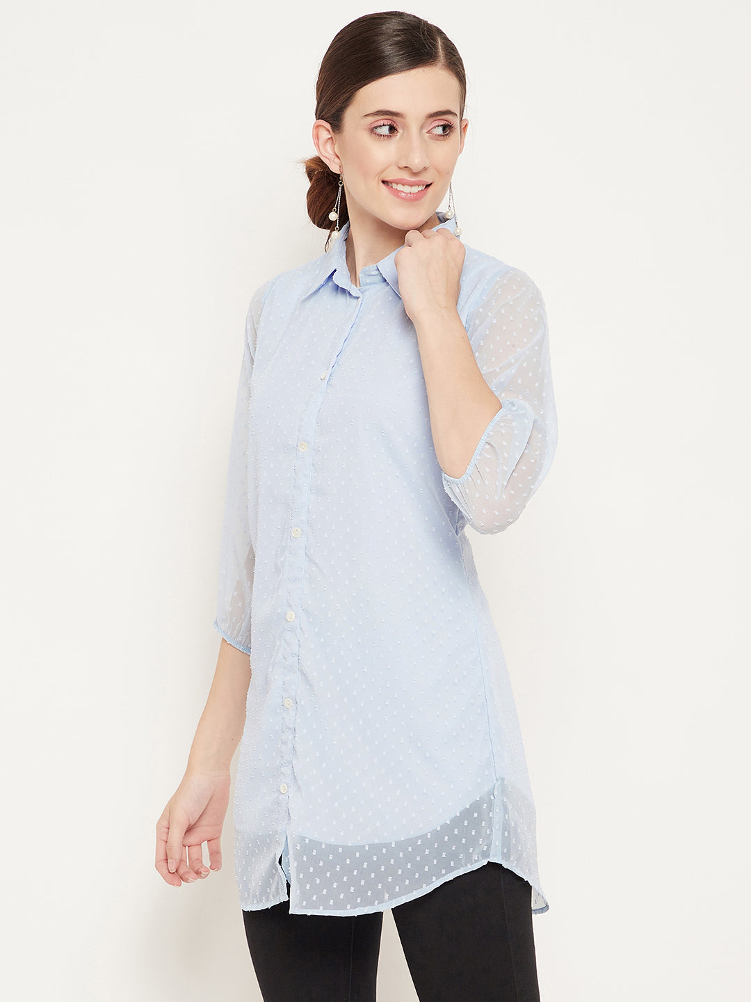 Blue Shirt Collar Tunic