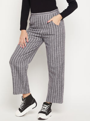 Buy Crimsoune Club Black  White Striped Trousers for Women Online  Tata  CLiQ