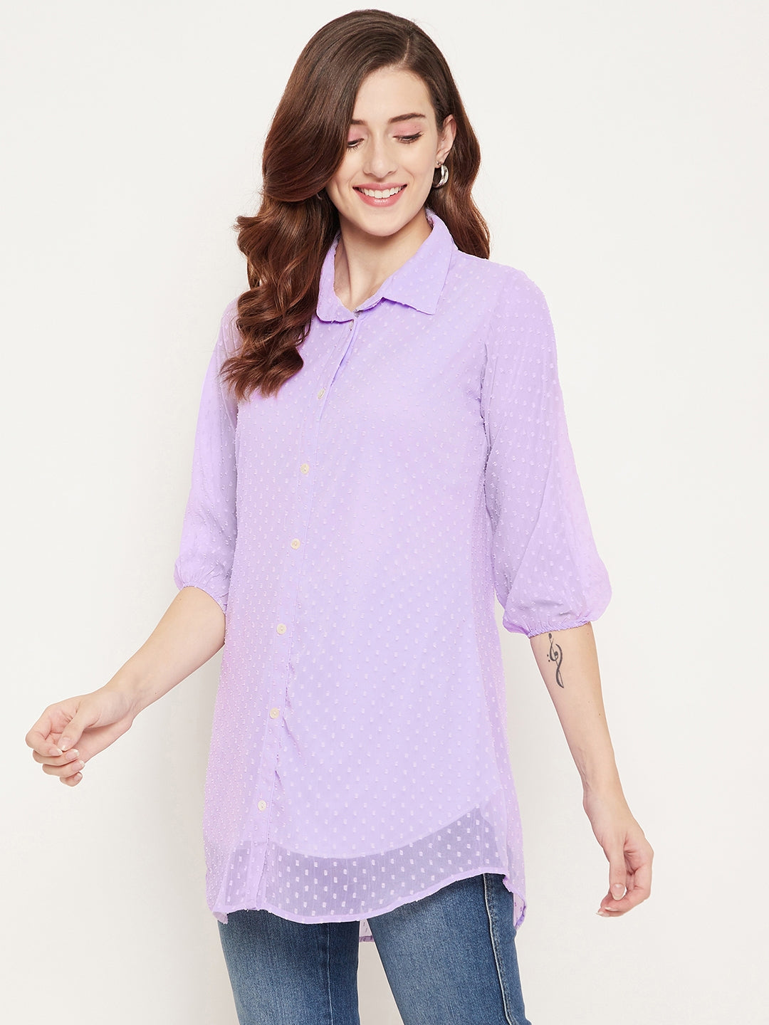 Mauve Shirt Collar Tunic