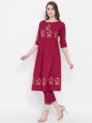 Cotton Block Print Kurta and Pant Set (Sku-BLMD9906).