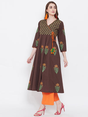 Women Block Print Anarkali Kurta (SKU-BLMD9903).