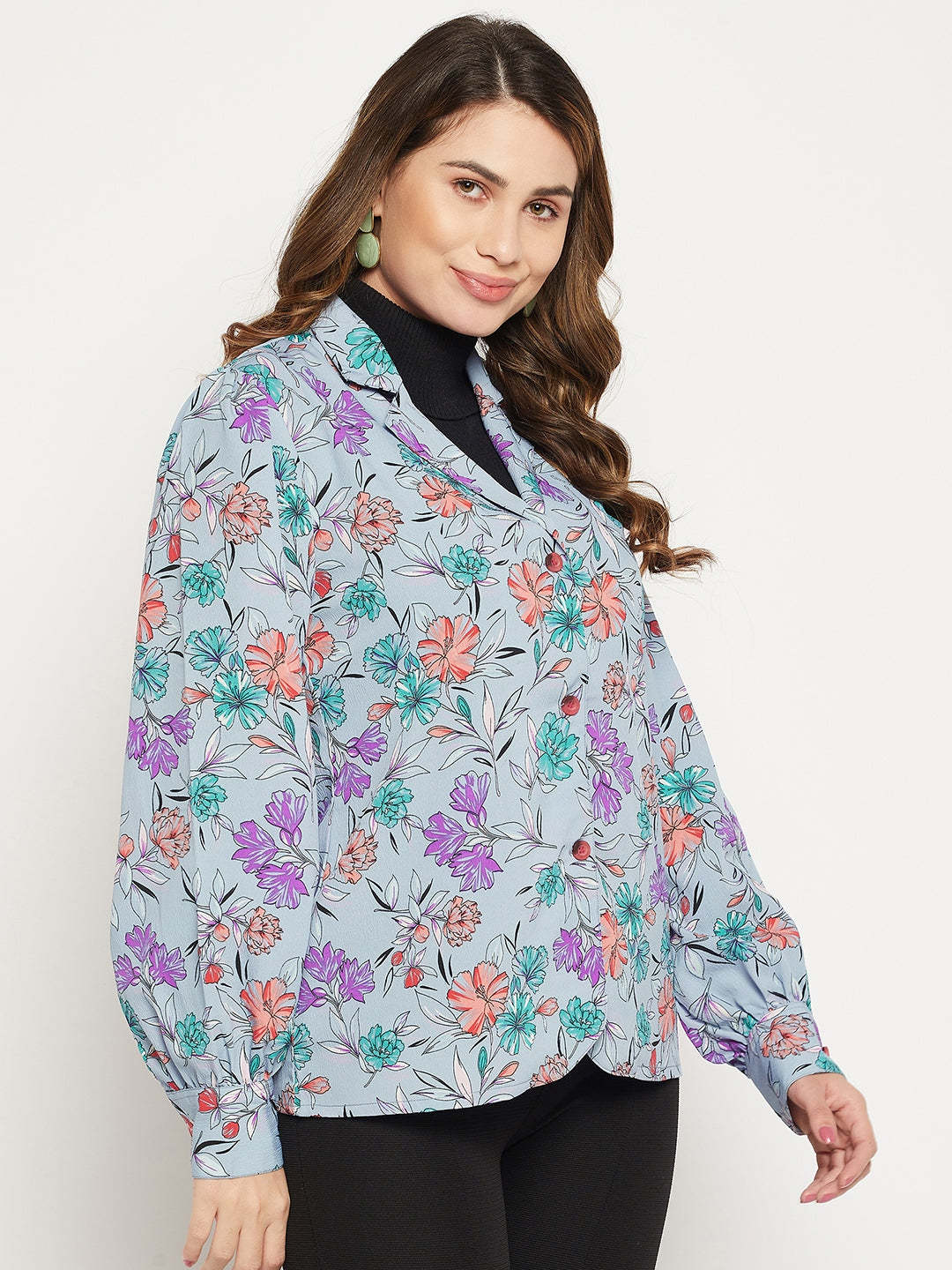 Long Sleeves Relaxed Floral Printed Casual Shirt