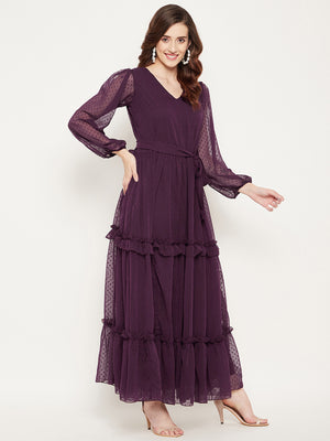 Burgundy Georgette Maxi Dress