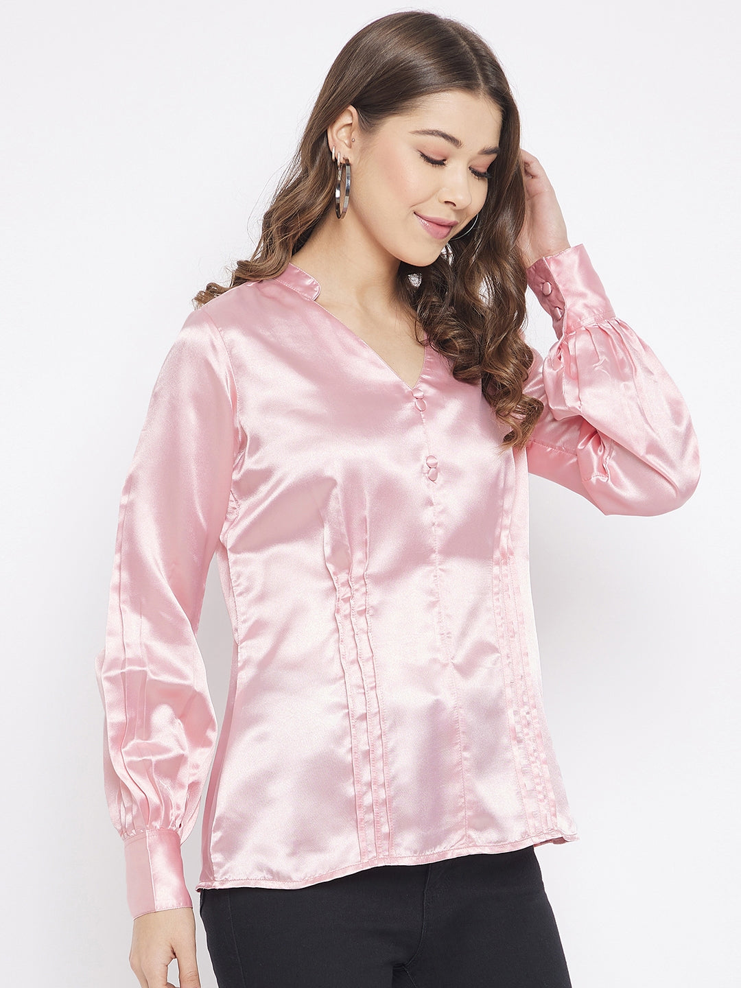 Pink Print Satin Top