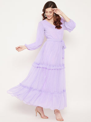 Women Mauve Georgette Maxi Dress