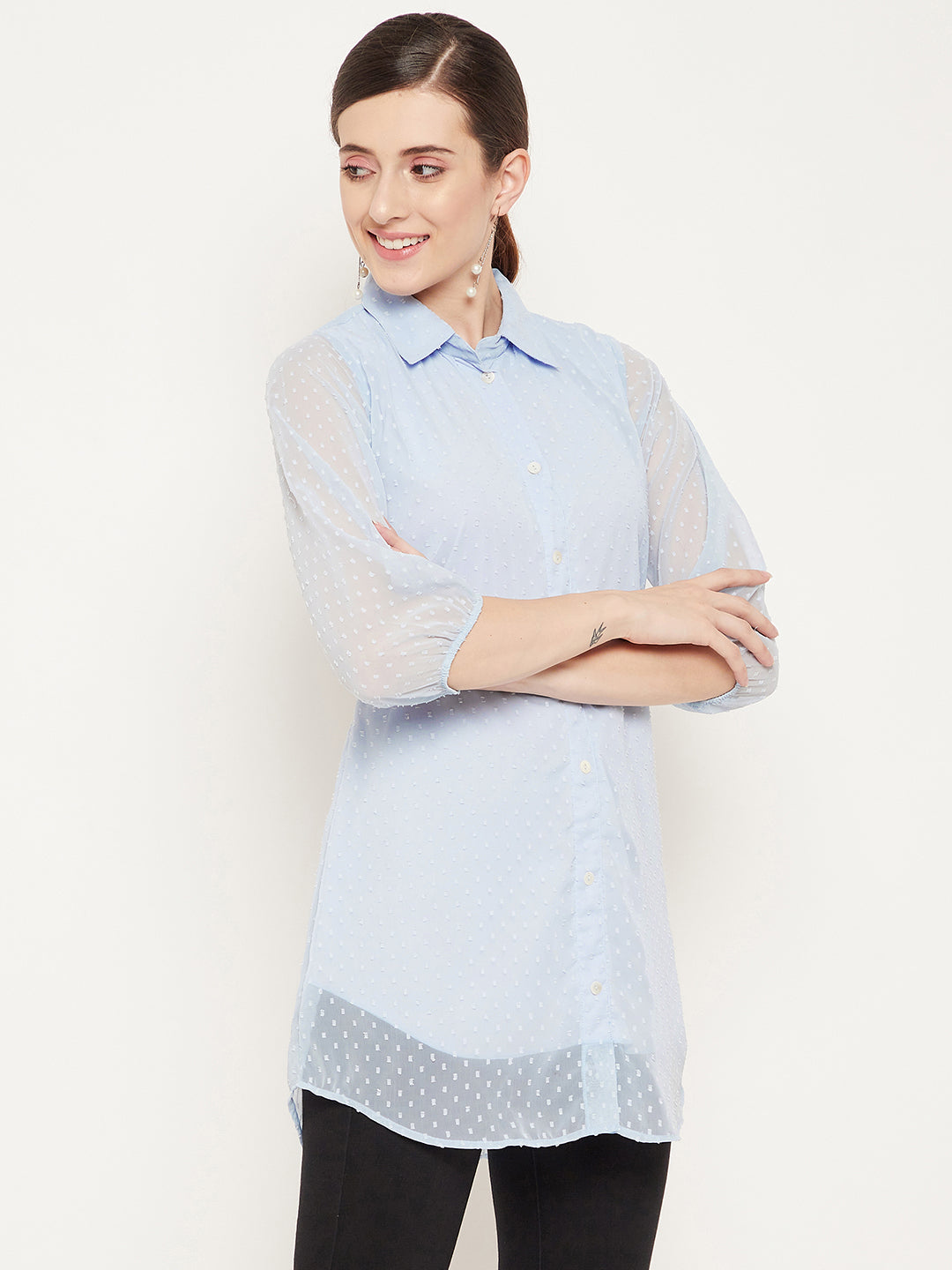 Blue Shirt Collar Tunic