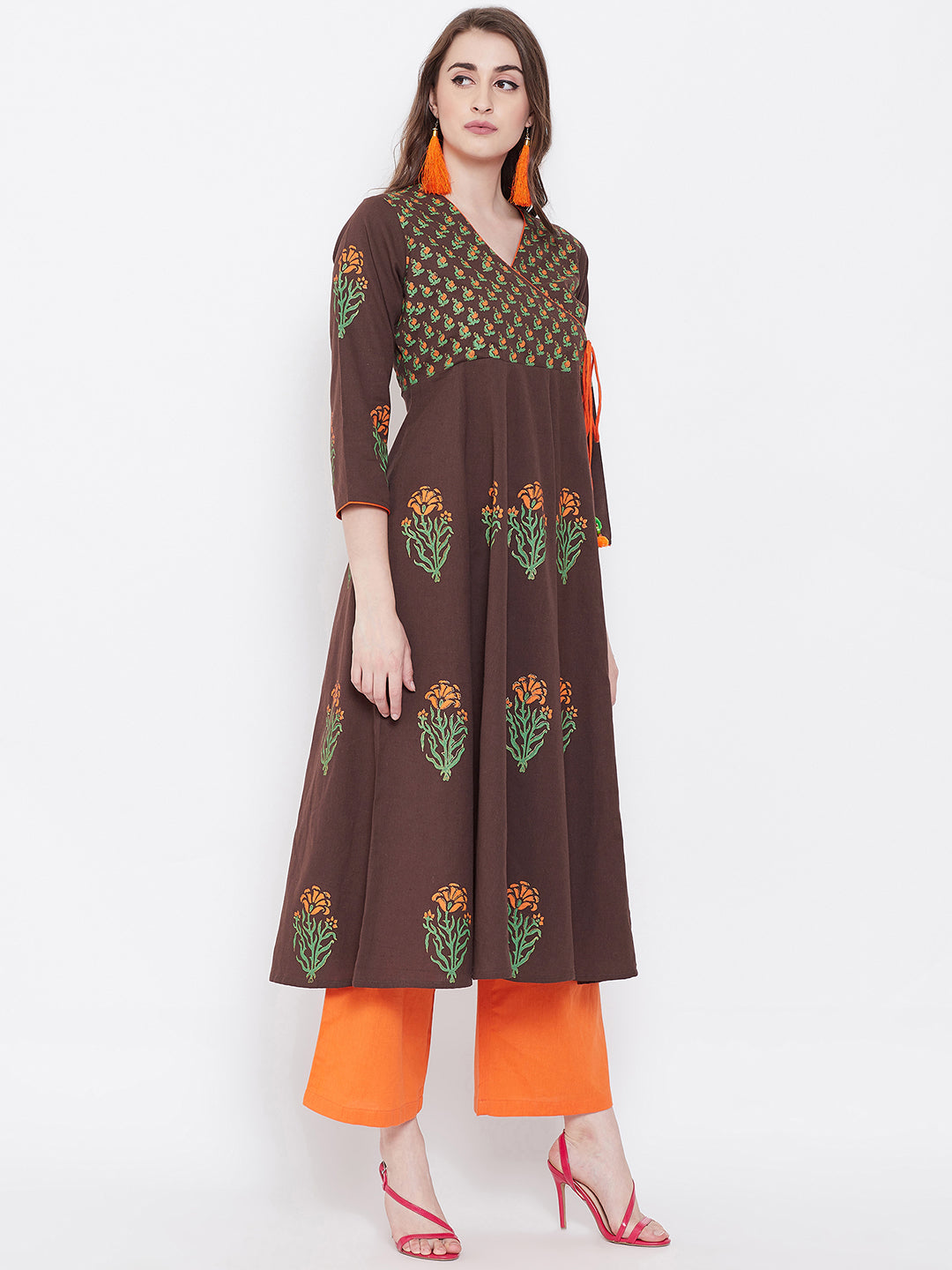 Women Block Print Anarkali Kurta (SKU-BLMD9903).