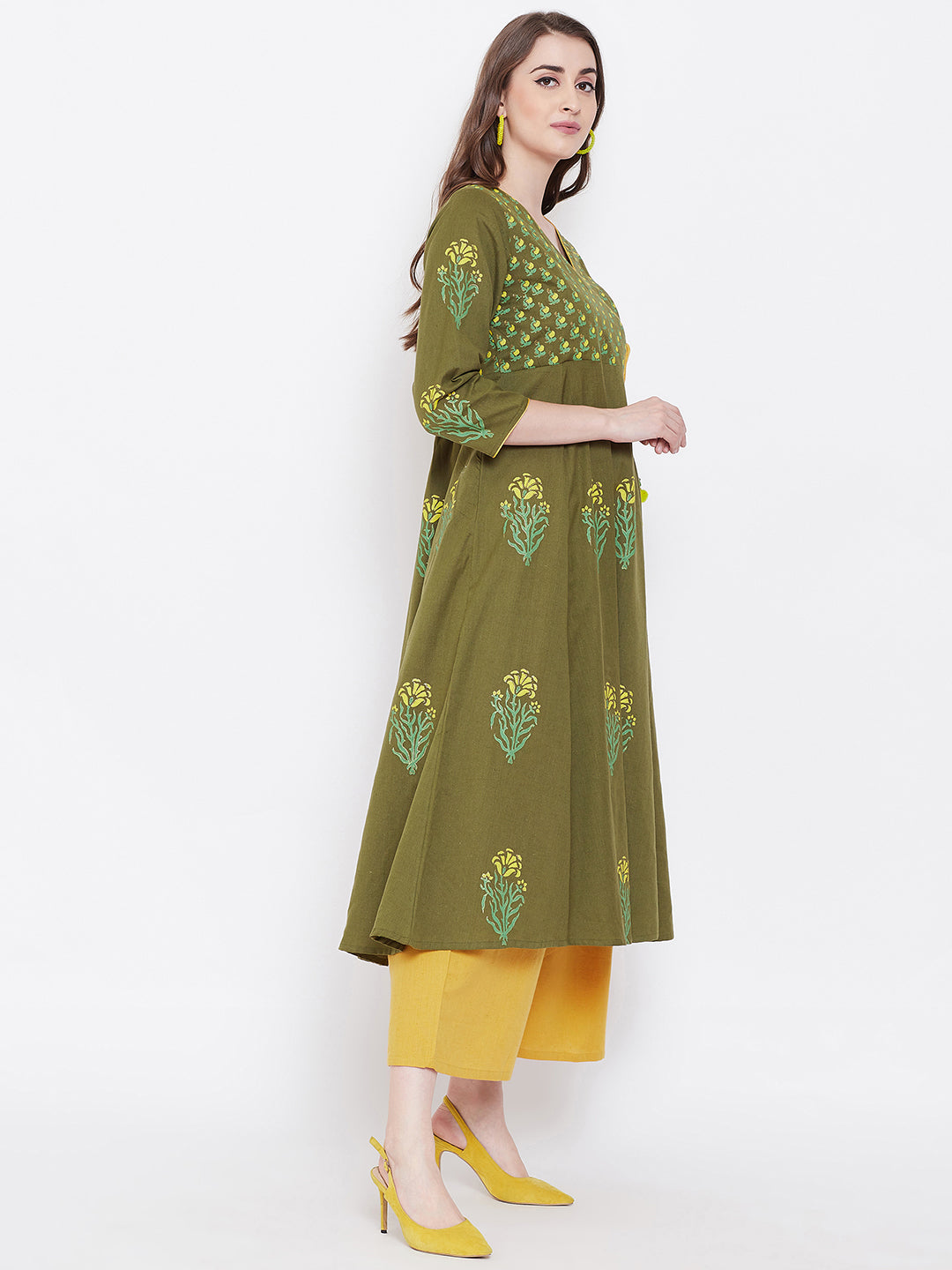 Women Block Print Anarkali Kurta (SKU-BLMD9905).