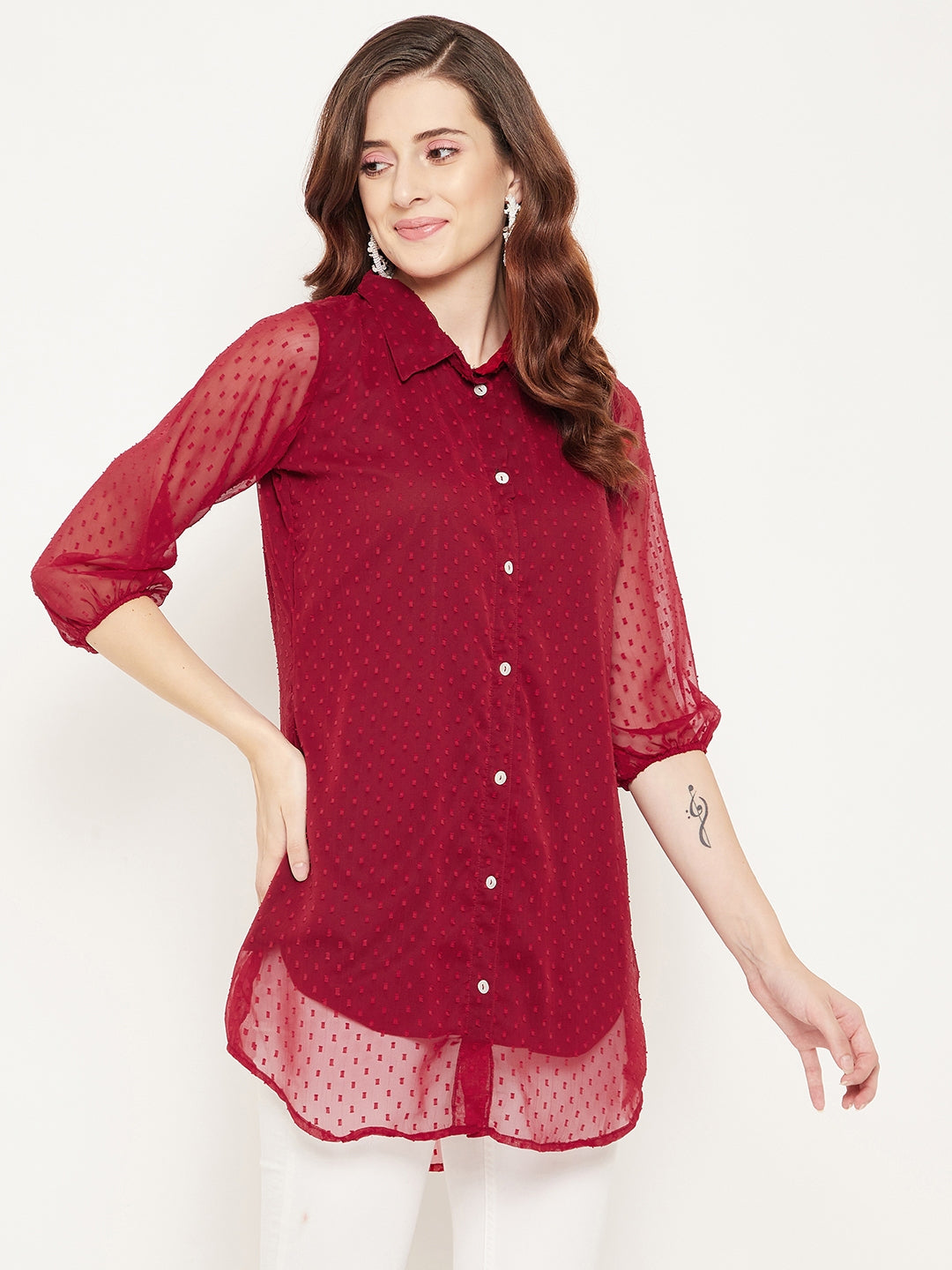 Red Shirt Collar Tunic