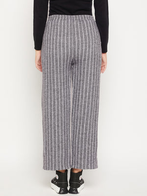 Women Striped Relaxed Flared Wrinkle Free Cotton Trousers