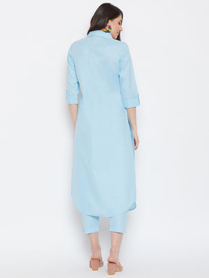 Blue Embroidered Kurta Set (Sku- BLMD19567).