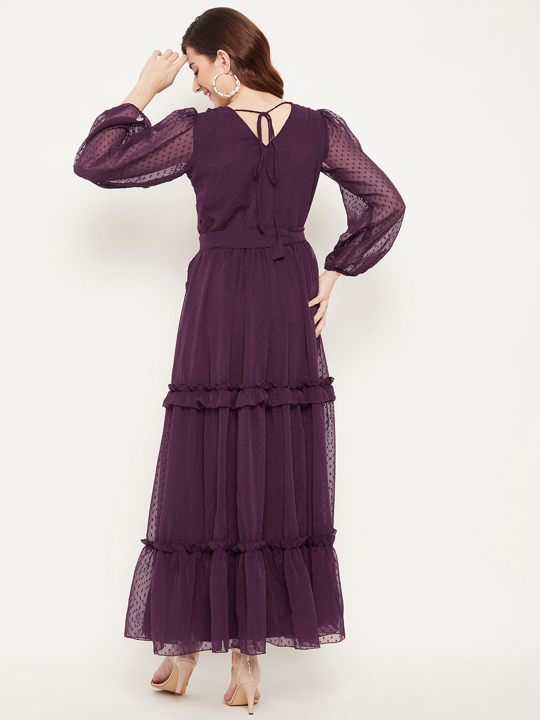 Burgundy Georgette Maxi Dress