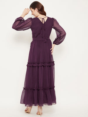 Burgundy Georgette Maxi Dress