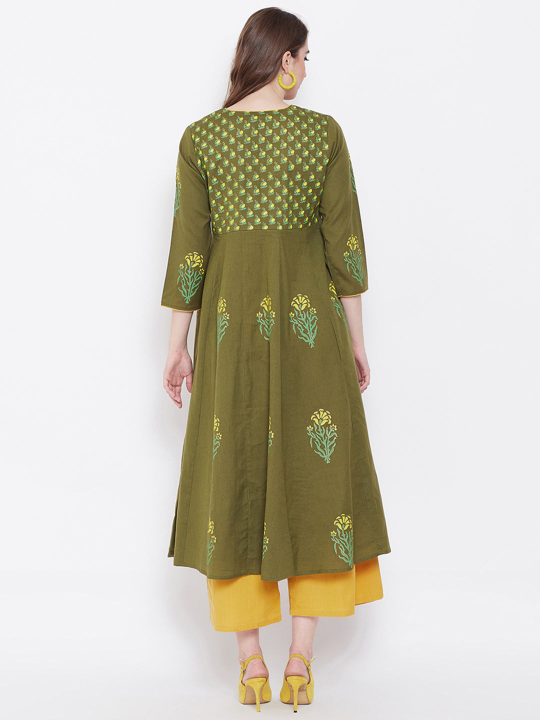 Women Block Print Anarkali Kurta (SKU-BLMD9905).