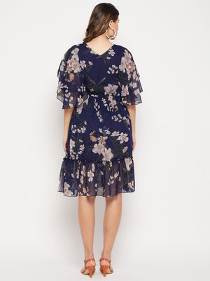 Floral V-Neck Georgette Dress