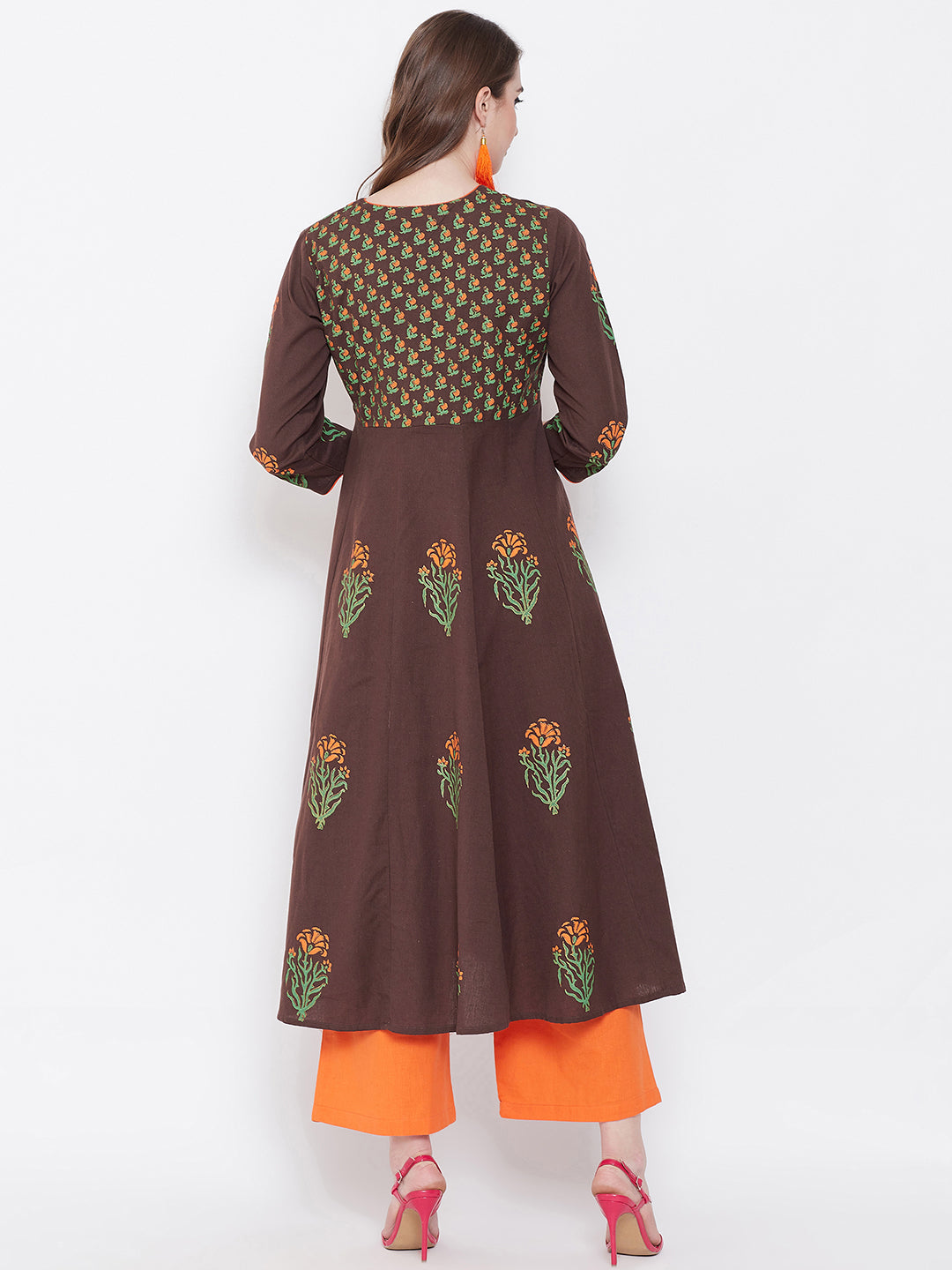 Women Block Print Anarkali Kurta (SKU-BLMD9903).