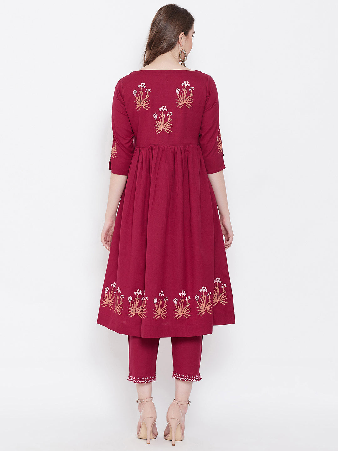 Cotton Block Print Kurta and Pant Set (Sku-BLMD9906).