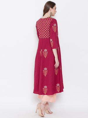 Women Block Print Anarkali Kurta (SKU-BLMD9902).